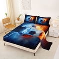 thumbnail image 2 of Erosebridal Boys Ball Games Full Size Sheets,Orange Blue Lightning Bed Sheets For Kids 4-Piece, 2 of 6