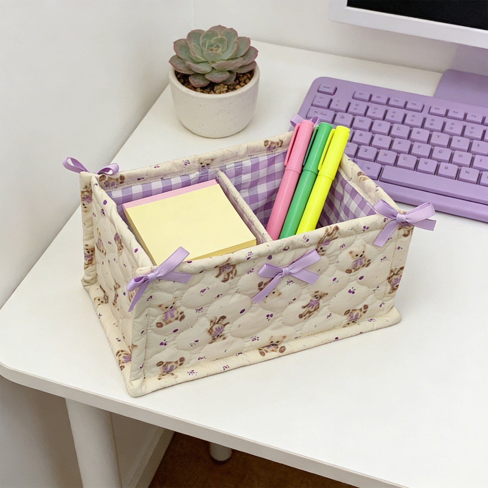 Cotton Fabric Storage Basket Decorative Desktop Organizer Open Top for Cosmetics Snacks Desk and Shelves Cottage Home Decor
