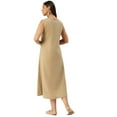 thumbnail image 3 of eloria Women Tunic Top Maxi Sleevless Round Neck Casual Dress Color : Tan Size : S, 3 of 6