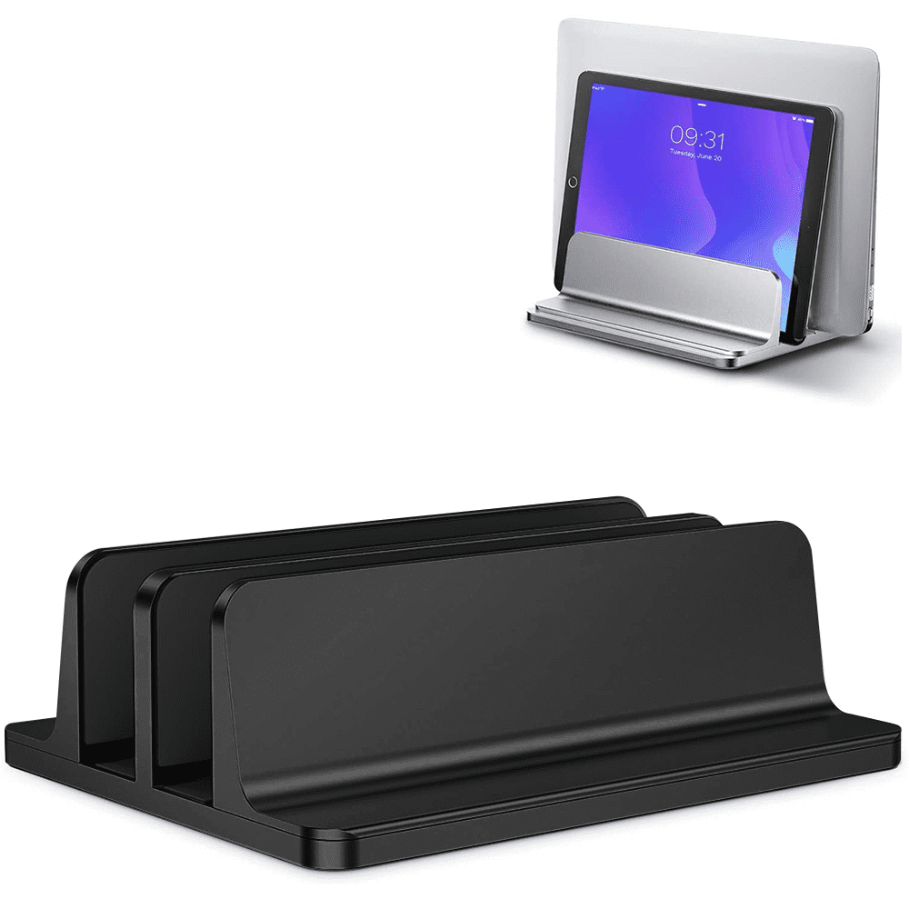 Aluminum Alloy Adjustable Laptop Holder Silver Vertical Base Desktop Cooling Stand for Notebook