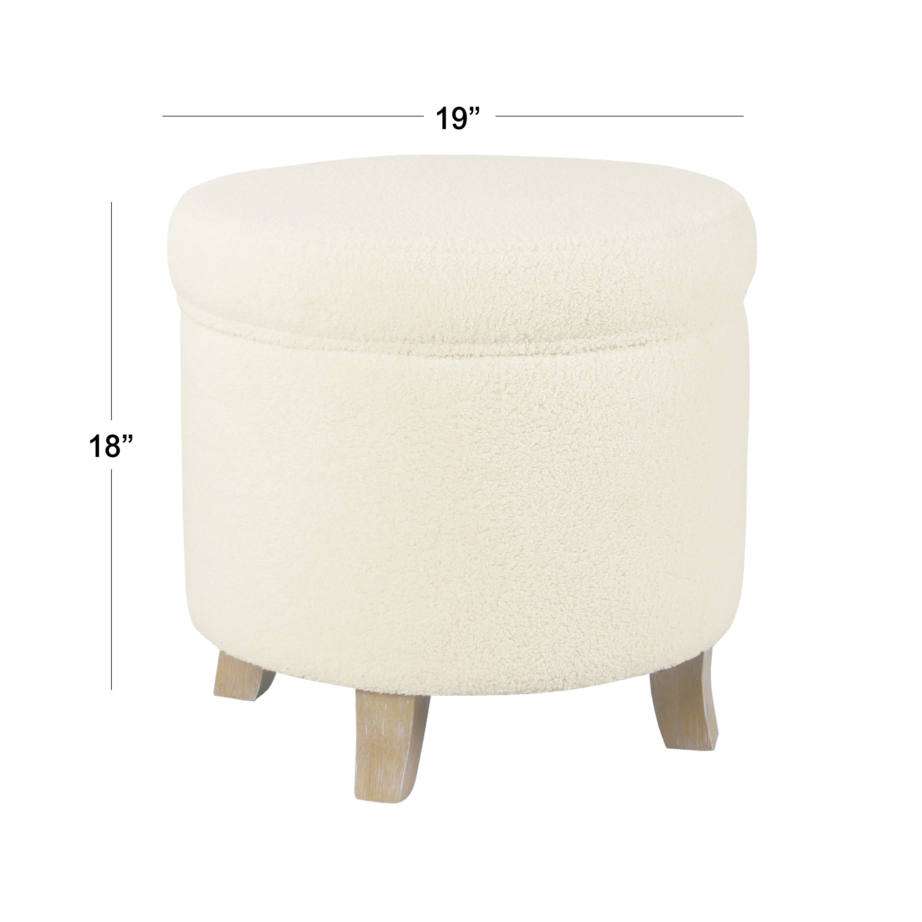 HomePop Round Storage Ottoman - Cream Faux Sheepskin