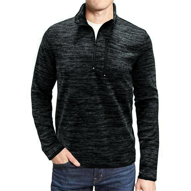 Txlixc Pullover de hombre, chaqueta de manga larga con cuello de color de contraste, cremallera Txlixc moda