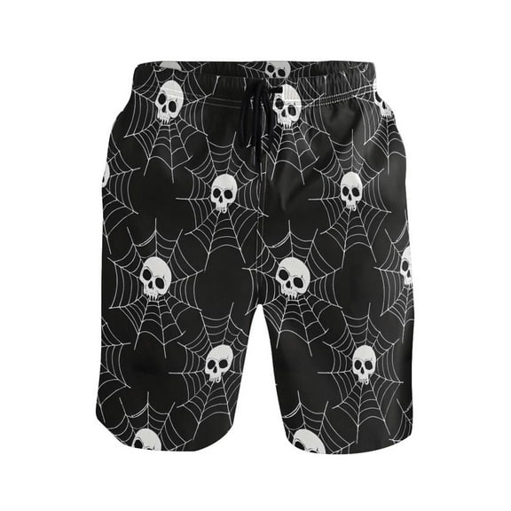 joogoo Men's Swim Trunks Skull in Web Beach Shorts with Pockets M