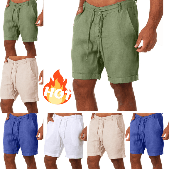 Mifsaly Men'S Linen Shorts Drawstring Waist And Cuffed Hem Comfortable Lightweight Beach Vacation Or Casual Summer Going Out Clothes XXL