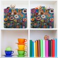 thumbnail image 6 of Yayeee Canvas Storage Basket with Handles for Shelves Fabric Bins Closet Organizer, Blue Colorful Flowers, 6 of 8