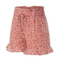 thumbnail image 4 of Vedolay Women's Casual Elastic High Waist Ruffle Floral Print Short,Red M, 4 of 5