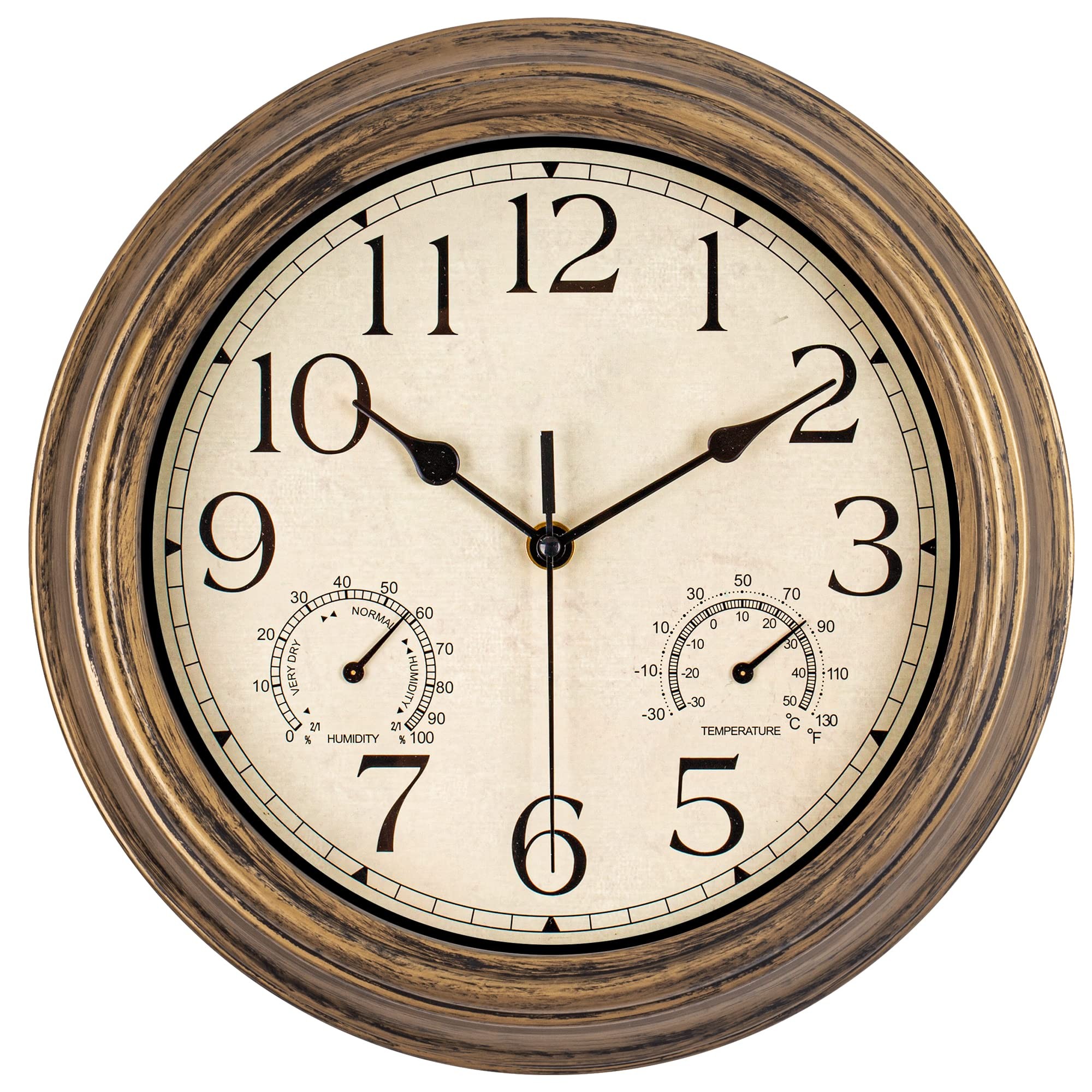 SkyNature Outdoor Clocks for Patio Waterproof with Thermometer, Battery