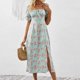 thumbnail image 1 of WILLBEST Vestidos de Verano para Mujer, Estampado de Flores, Ajustados, Cuello Cuadrado, Dobladillo Dividido, Ligero, Estilo Bohemio XXXGrande, 1 of 3