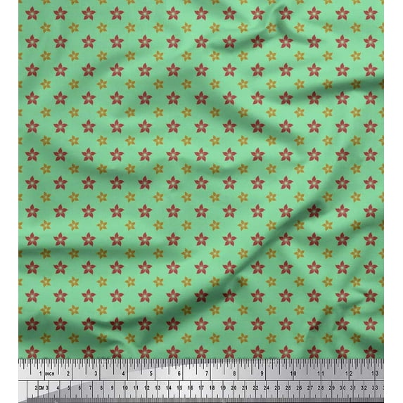 Soimoi Cotton Cambric Fabric Dot & Floral Artistic Decor Fabric Printed Yard 42 Inch Wide