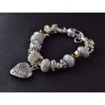 thumbnail image 6 of Pearl White Glass Beads With Heart Charm Bracelet For Woman, 6 of 6