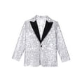 thumbnail image 3 of Nyeemya Blazer à Sequins Scintillants pour Garçons, Veste de Soirée de Mariage, Danse, Robe Formelle à un Bouton, Argent 8, 3 of 7