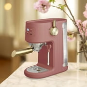 Thyme & Table Barista Mini Espresso Machine with 15-Bar Pressure and Steam Wand, Faded Rose