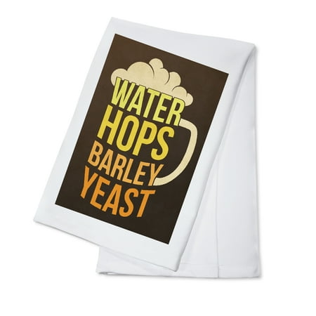Water, Hops, Barley, Yeast - Beer - Lantern Press Artwork (100% Cotton Kitchen