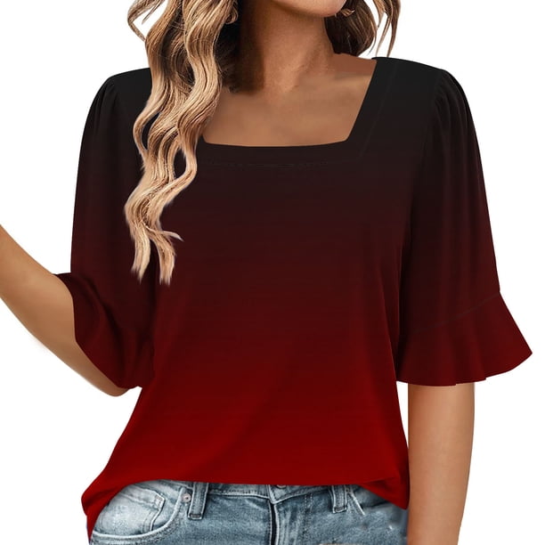 Blusas de Manga Corta para las Mujeres, Moda Verano Impreso, Blusas de Cuello Redondo, Chaqueta de Manga Corta para las Mujeres