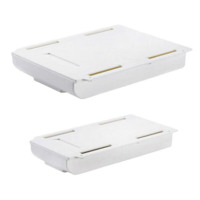Under Desk Storage Drawer 2PCS Self Adhesive Hanging Organizer Box Compact White for Home Office Desktop Use