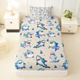 thumbnail image 3 of Feelyou Kawaii Shark Twin Sheet Sets for Kids Boys Girls, Cartoon Ocean Animal Bedding, Beige, 3-Piece, 3 of 5
