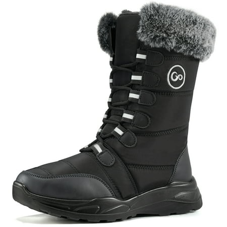 

Womens Snow Boots Mid Calf Warm Winter Boots Faux Fur Lining Waterproof Non-Slip Outdoor Shoes