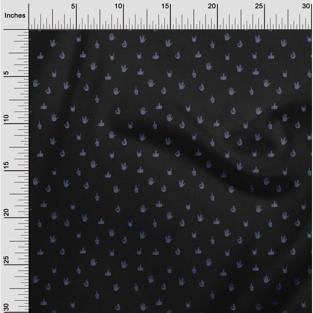 oneOone Tissu Voile de Coton Biologique Symbole de Doigt Tissu Imprimé BTY 42 Pouces de Large
