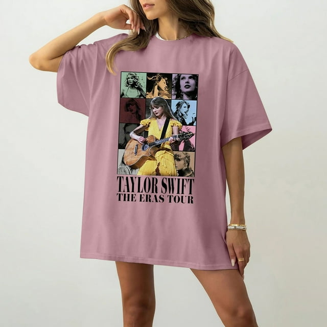 TayIor Sw1ft Chemises, Tyler Sw1ft Merch, Tyler Sw1ft, Mode Décontractée Imprimée Col Rond Manches Courtes Chemises Blouse Femme Graphique Amateur de Musique TKFASHION Rose G