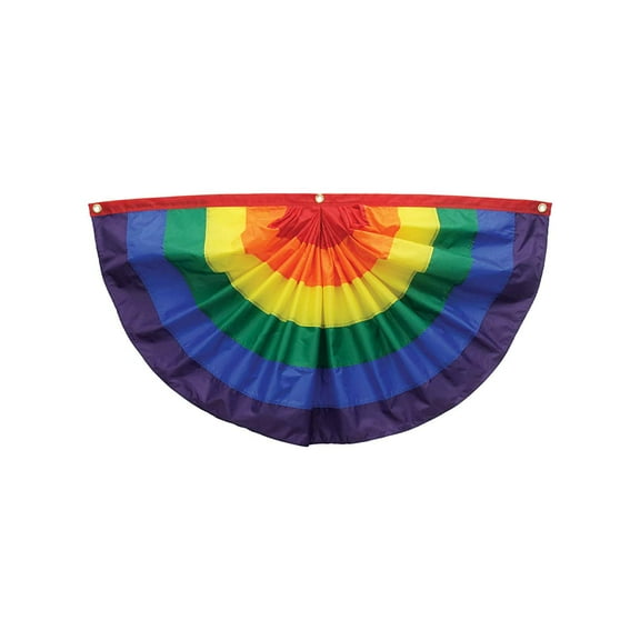 In the Breeze 3703 — 1.5' x 3' Rainbow Pleated Fan Bunting - Outdoor Rainbow Decoration