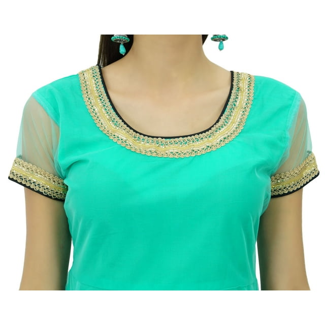 Bimba Flaired Net Anarkali Dress Solid Kurta Kurti Indian Tunic Custom Clothing