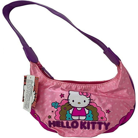 Licensed Women's Canvas Solid Hello Kitty Hobo Handbag with Zipper, Multicolor