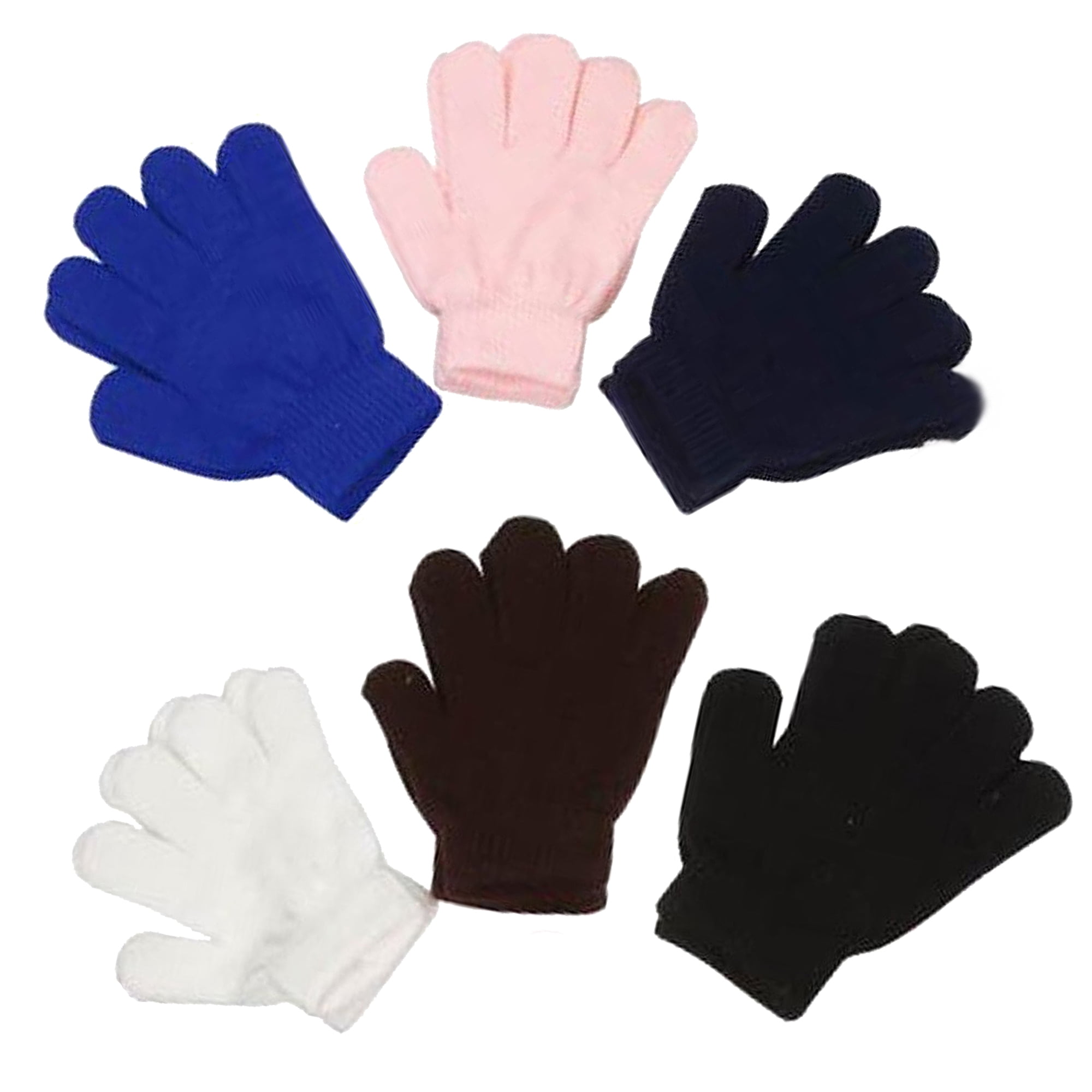 Yacht /& Smith 12 Pairs Of Kids Solid Color Winter Warm Strechable Magic Gloves