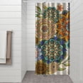 thumbnail image 3 of Small Stall Narrow Shower Curtain 36"W x 72"L – Tropical Bohemian Leaves, Mid-Century Abstract Boho Botanical Bathroom Decor, Vintage Floral Palm Leaf Pattern, Rustic Tribal Folk Style, 3 of 5