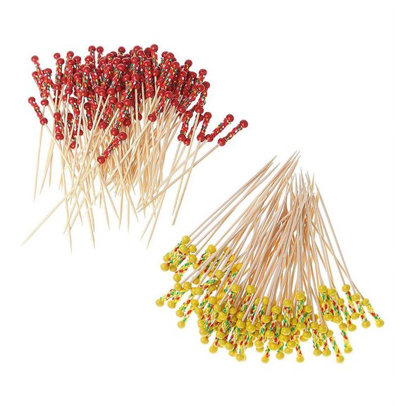 200Pcs Bamboo Fruit Sticks, Wooden Toothpicks for Tapas Sandwich Canapes Appetiser Fruit Skewer BBQ