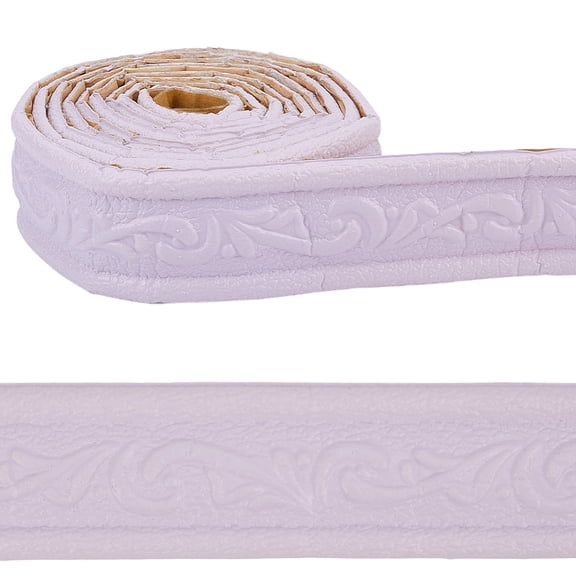 90 x 1.8 Inch Foam Peel and Stick Trim Wall Molding Trim Tape 3D Vine Lavender PVC Waterproof Adhesive Border Edging Lines Skirting Wallpaper for Living Room Office Hotel Mirror DIY Decor DIY