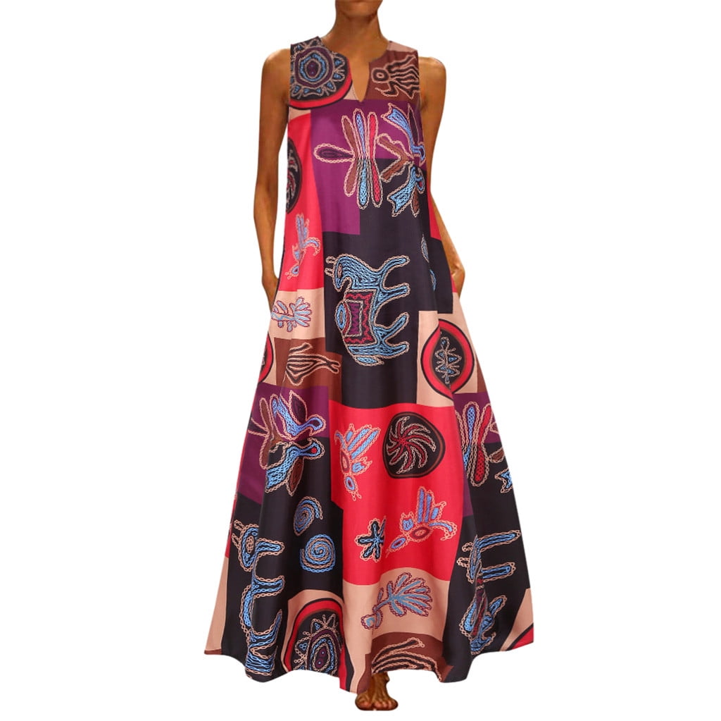 bohemian v neck maxi dress