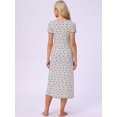 thumbnail image 4 of DARING DIVA Women's Short Sleeve Heart Print Lace Trim Ribbed Nightgown L Gray, 4 of 6