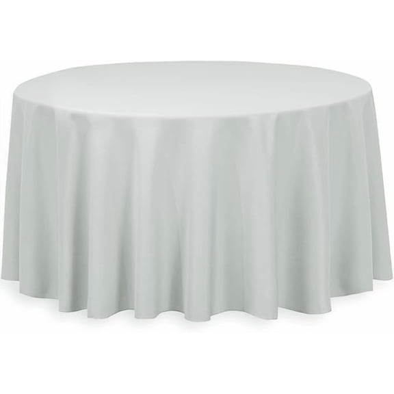 LTC Linens 120 in. Round Polyester Tablecloth - Silver/Gray for Wedding Party