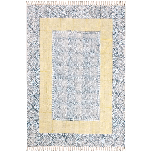 Casavani Hand Made Durrie Home Dcor Area Rug, Blue 6x9 feet
