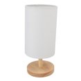 thumbnail image 1 of Lámpara de mesita de noche con base de madera y pantalla de tela para dormitorio, enchufe europeo de 110 a 240 V, color blanco, 1 of 14