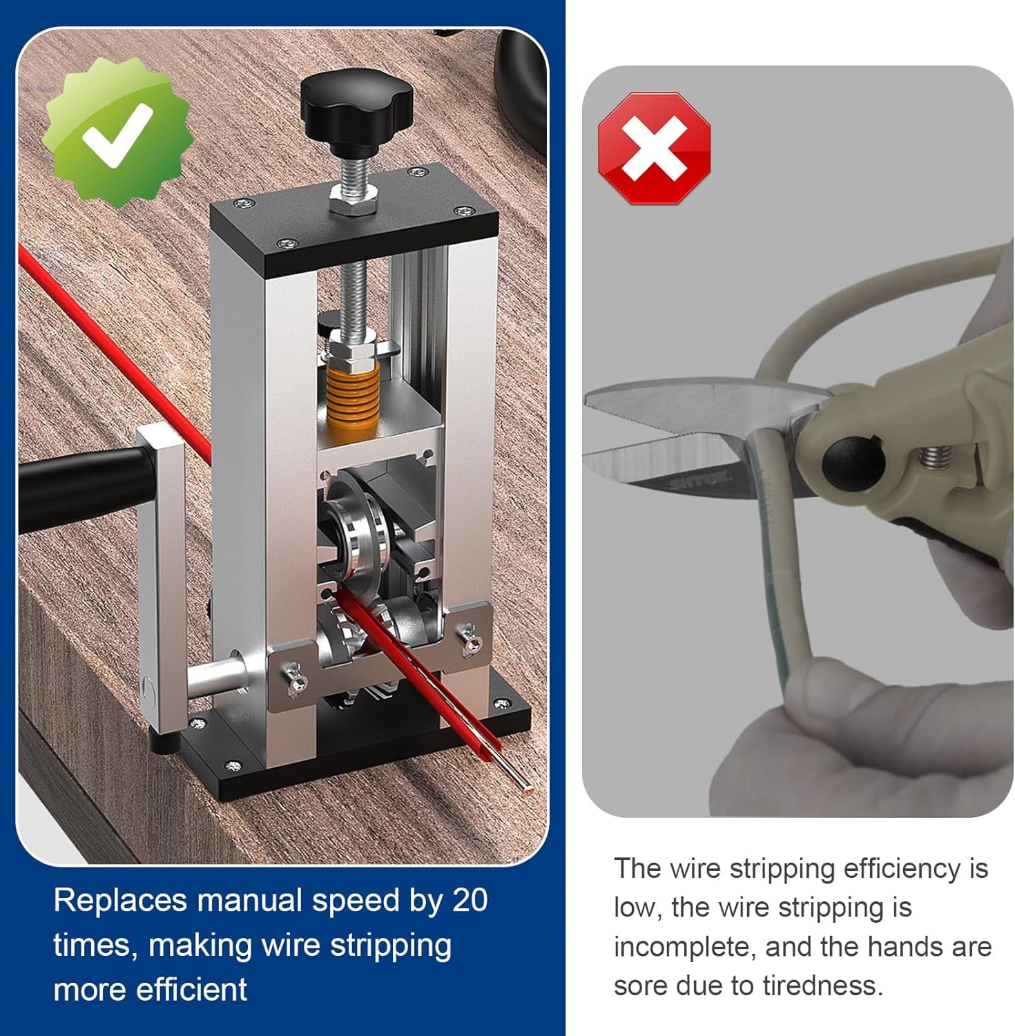 1-25mm Wire Stripper Machine, Portable Wire Stripper Tool with Handle for Copper Wire Recovery