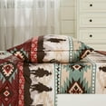 thumbnail image 4 of Chezmoi Collection 5-Piece Southwestern Cowboys Aztec Sheet Set Split King, Multicolor Teal Brown Beige Tan Red Printed Brushed Microfiber Lightweight Breathable Deep Pocket Bed Sheets, 4 of 9