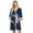 Blue, variant on Gyujnb Kimono V Neck Contrast Trim Maternity Nursing Robe Soft Stretch Knit Three Quarter Sleeve Adjustable Waist Tie Open Front Midi Gown,S