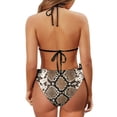 thumbnail image 6 of Chririnla Sexy Snake Skin Print Halter Neck Two Piece Bikini Set - Tie Side Triangle Swimsuit for Beach Vacation & Pool Party, Quick Dry & Figure Hugging, 6 of 9