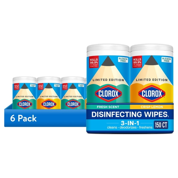 (6 pack) Clorox Disinfecting Cleaning Wipes Back to School Variety Pack, 75 Count Each, Pack of 2