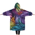 thumbnail image 2 of Oversized Wearable Blanket Hoodie,Colorful Leaf Pattern Sherpa Blanket Hoodie with Super Pockets,Super Warm Fuzzy Pullover for Women & Men, 2 of 6