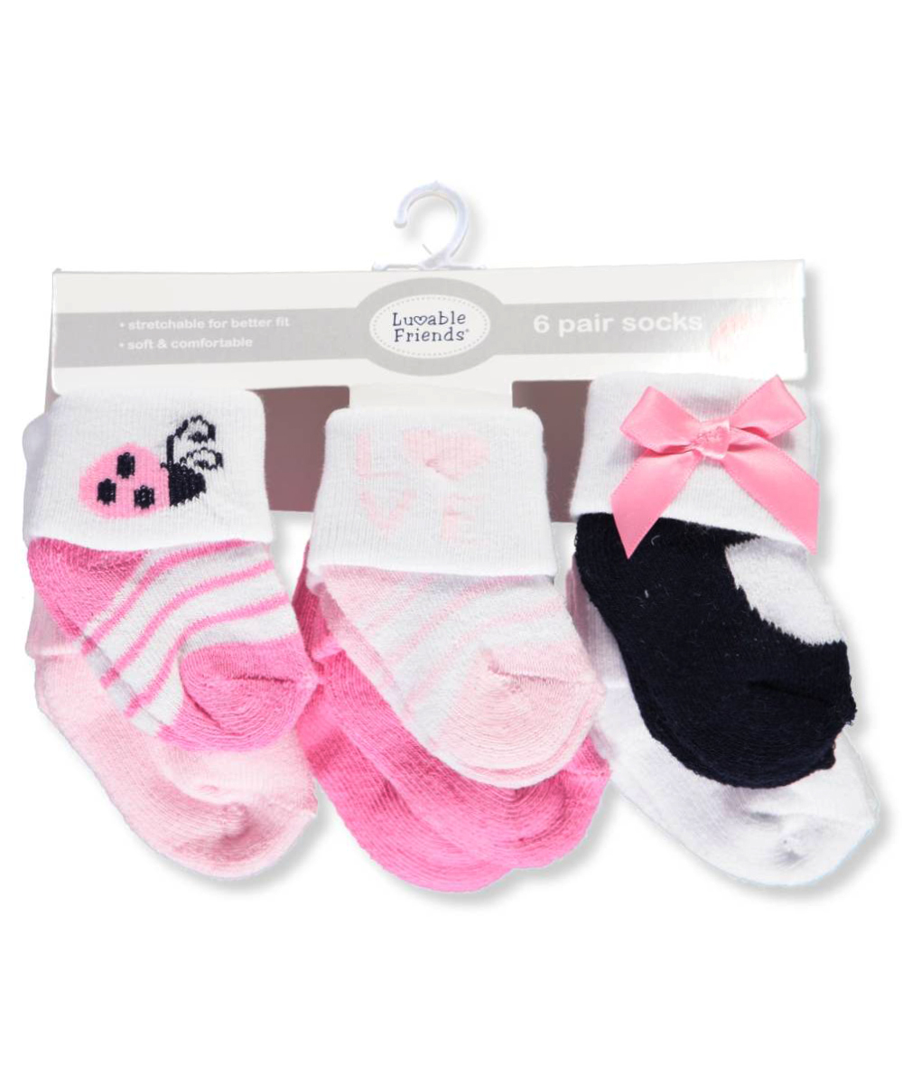 Luvable Friends Baby Girl Newborn and Baby Socks Set, Ladybug, 0-3 Months - image 2 of 2