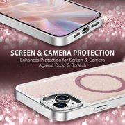 GAOBAO Designed for iPhone 15 Plus Case, Magnetic Drop Resistant Glitter Full Camera Protection for iPhone 15 Plus 6.7”, Pink