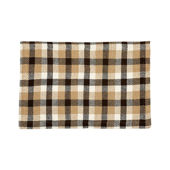Dunmore Plaid Cocoa Cotton Woven Thanksgiving Placemats Set of 6, 13" x 19"
