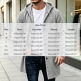 thumbnail image 3 of Men Winter Cardigan Jacket Hooded Button Mid Long Down No Zip Casual Long Sweatshirt Outerwear with Pockets Ribbed Cuffs, 3 of 7