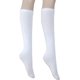 thumbnail image 5 of Calcetines altos de algodón para mujer - Calcetines casuales de colores lisos y a rayas, 3 pares, blancos, 5 of 5