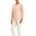 thumbnail image 4 of Unique Bargains Women's Chiffon Semi Sheer Long Sleeves Keyhole Neck Blouse S Light Pink, 4 of 6