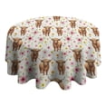 thumbnail image 4 of White Highland Cow Flower Pattern Round Tablecloth 60"x60",Wrinkle Wipeable Table Cloth for Kitchen Dining Room Picnic Patio Party, 4 of 6