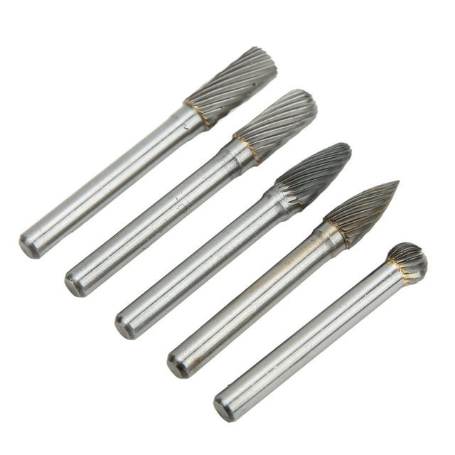 Die Grinder Bit, 5PCS Tungsten Carbide Single Cut Cutting Burr Set 6mm Shank Solid 1000 Mesh For Woodworking For Polishing For Grinding ADEFG,ACDFG
