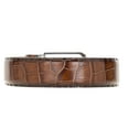 thumbnail image 6 of Croco Print Full Grain Leather Single Row Hand Stitched Black Belt for Men, 6 of 9